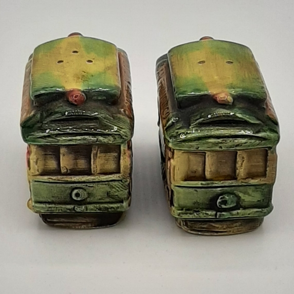 Vintage Ceramic Novelty San Francisco Trolley Train EFCCO Salt & Pepper Shakers - Picture 6 of 10